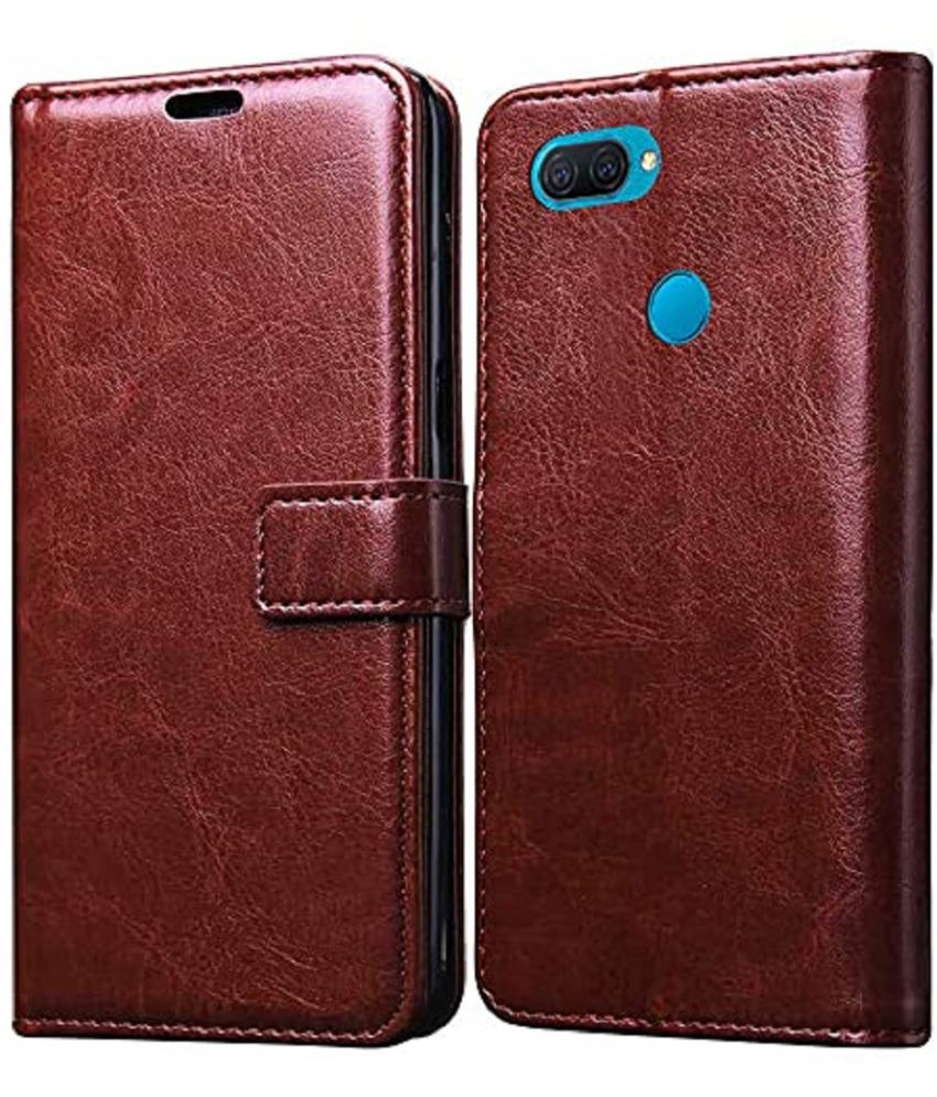     			ClickAway Brown Flip Cover Leather Compatible For Oppo A7 ( Pack of 1 )