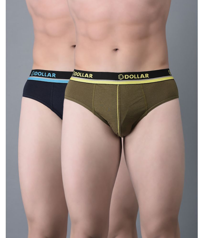     			Pack of 2 Dollar Bigboss Assorted Solid Cotton Blend Men Brief