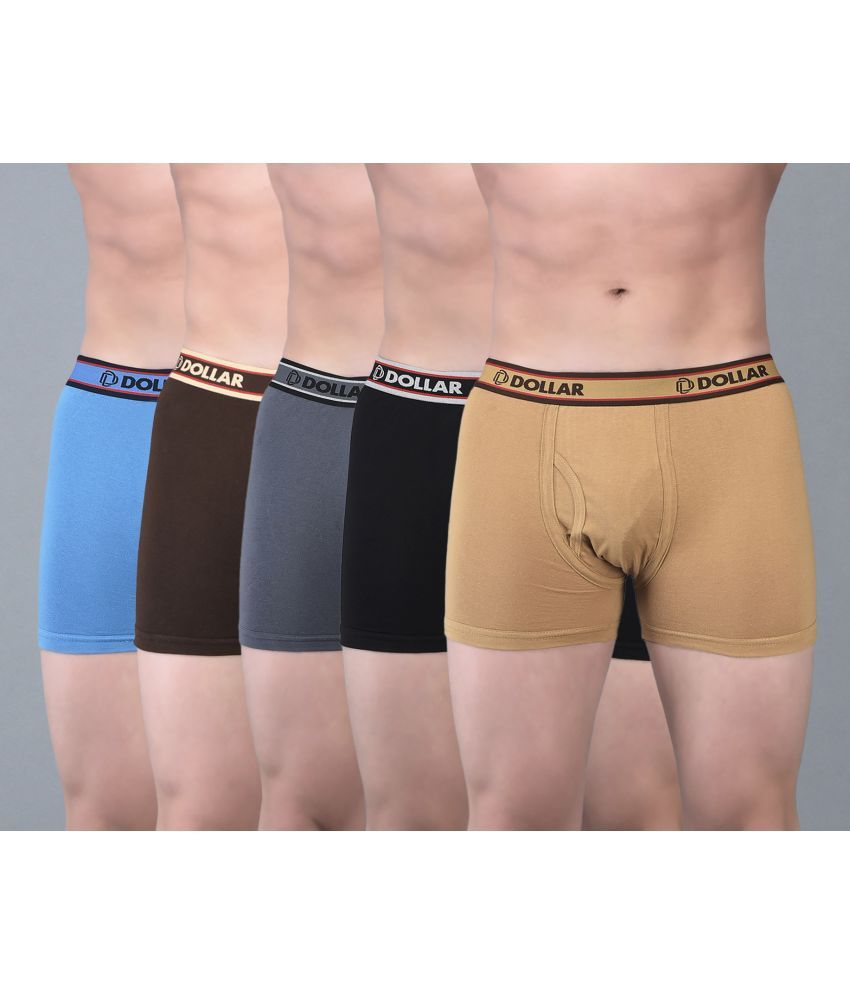     			Pack of 5 Dollar Bigboss Assorted Solid Cotton Blend Men Trunk