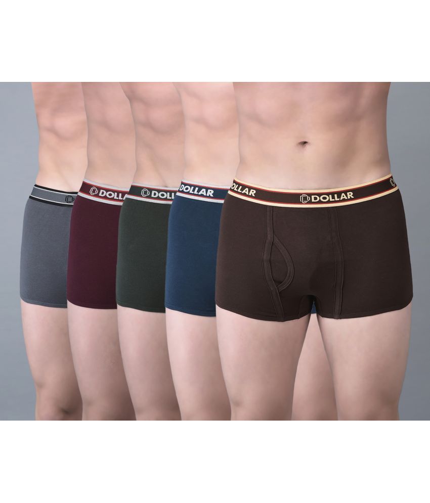     			Pack of 5 Dollar Bigboss Assorted Solid Cotton Blend Men Trunk