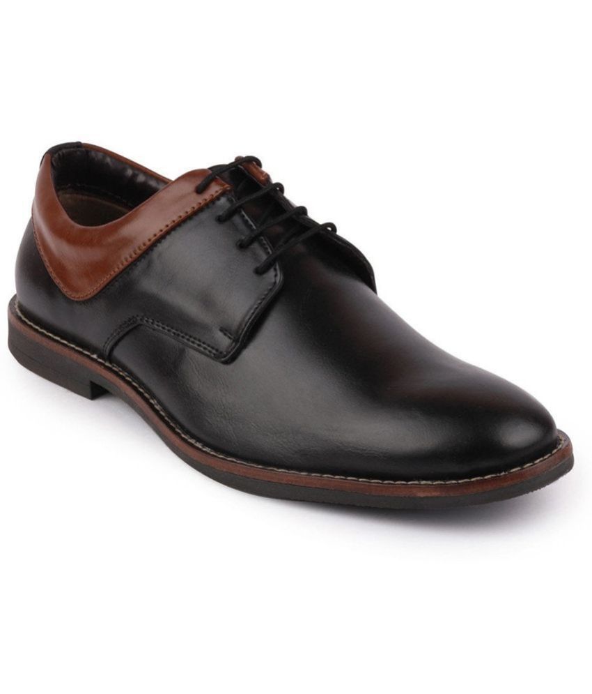     			Fausto Black Men's Derby Formal Shoes