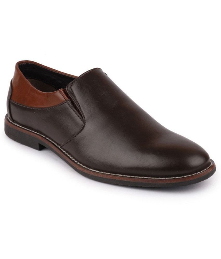     			Fausto Brown Men's Slip On Formal Shoes