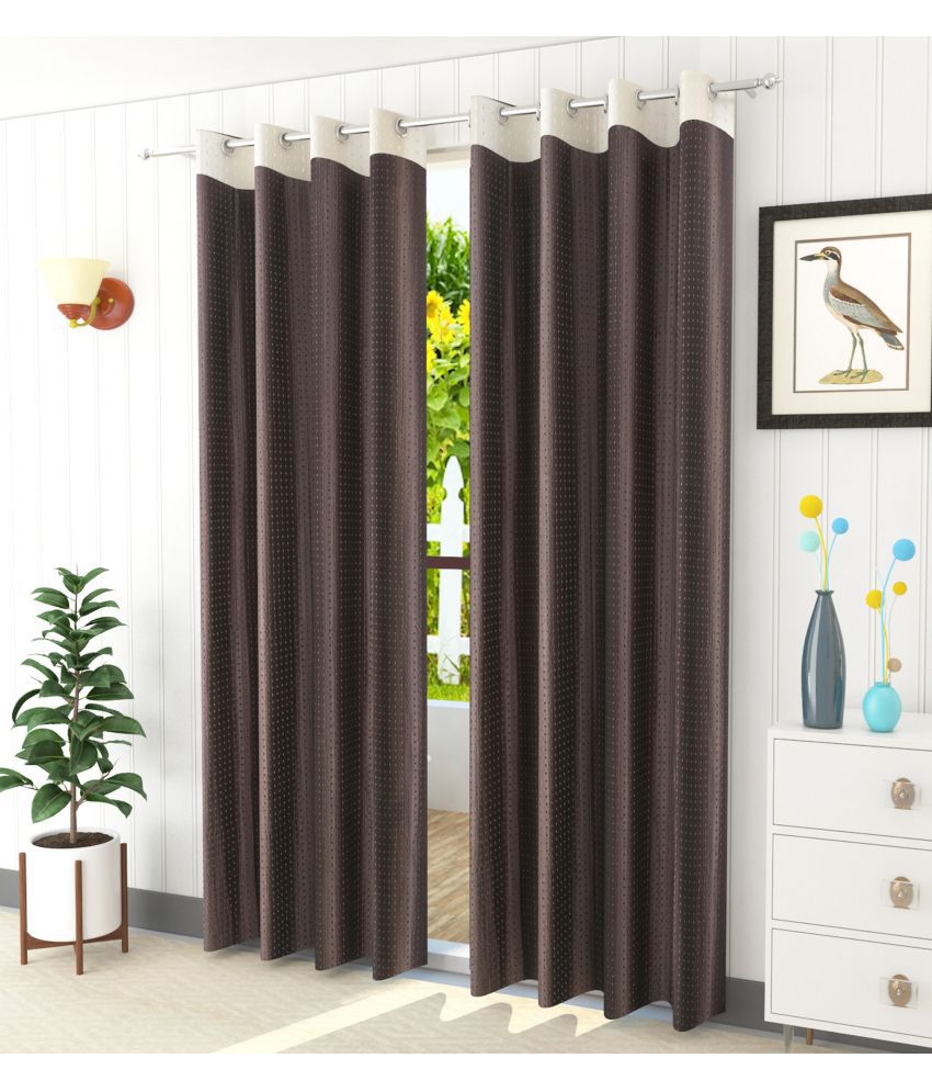     			La Elite Solid Room Darkening Eyelet Curtain 5 ft ( Pack of 2 ) - Brown