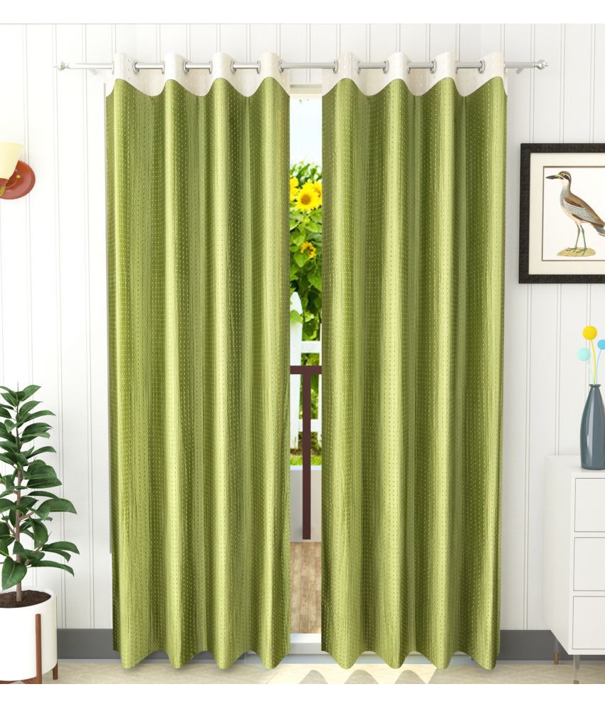     			La Elite Solid Room Darkening Eyelet Curtain 5 ft ( Pack of 2 ) - Green