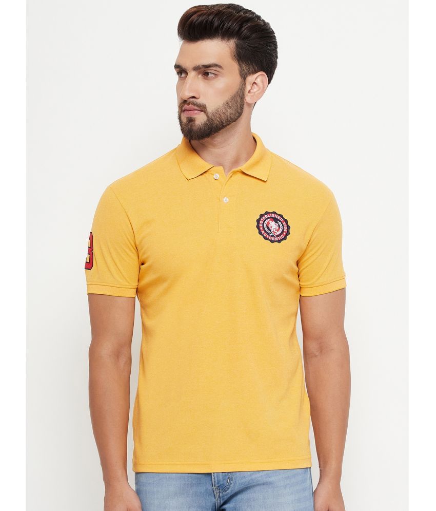     			RELANE Pack of 1 Cotton Blend Regular Fit Solid Half Sleeves Men's Polo T Shirt ( Mustard )