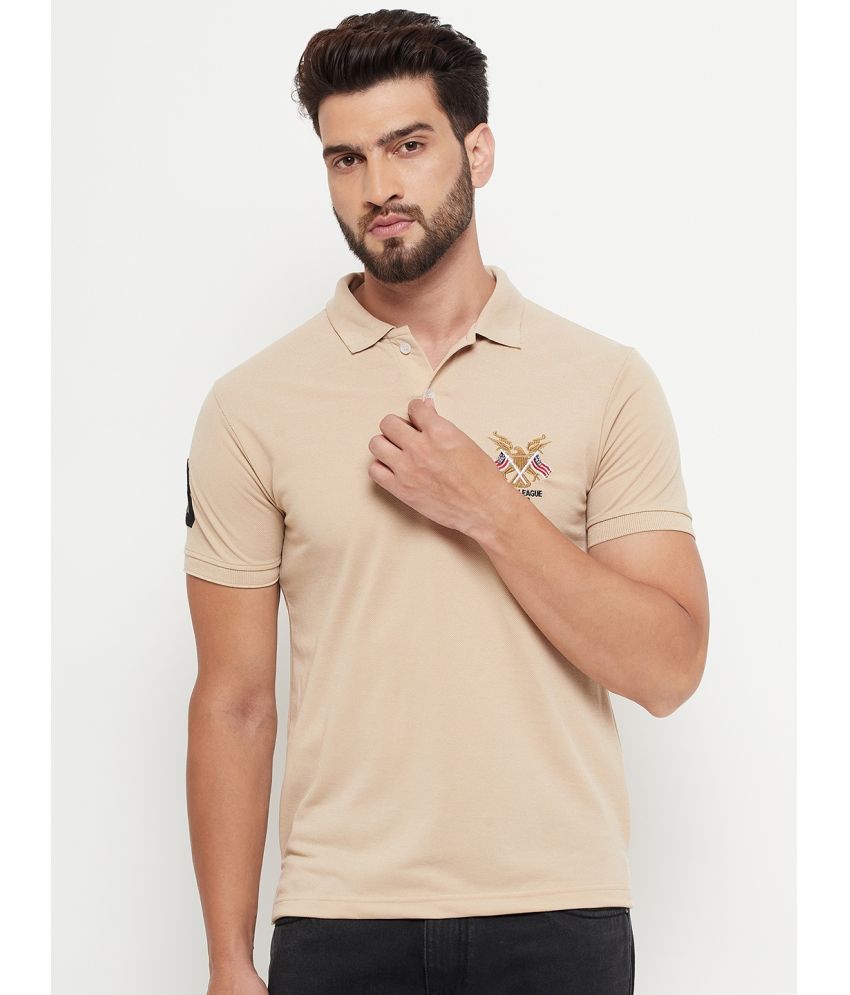     			RELANE Pack of 1 Cotton Blend Regular Fit Solid Half Sleeves Men's Polo T Shirt ( Beige )