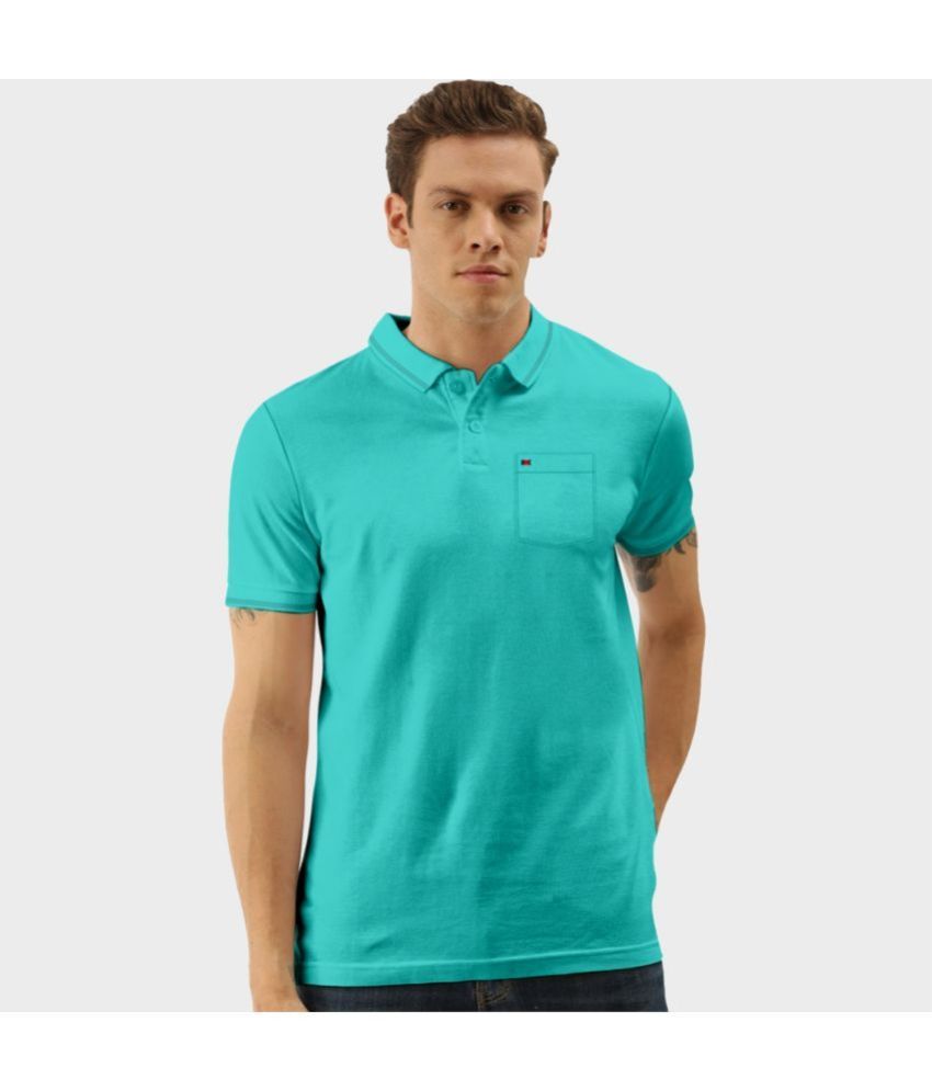     			TAB91 Pack of 1 Cotton Slim Fit Solid Half Sleeves Men's Polo T Shirt ( Turquoise )