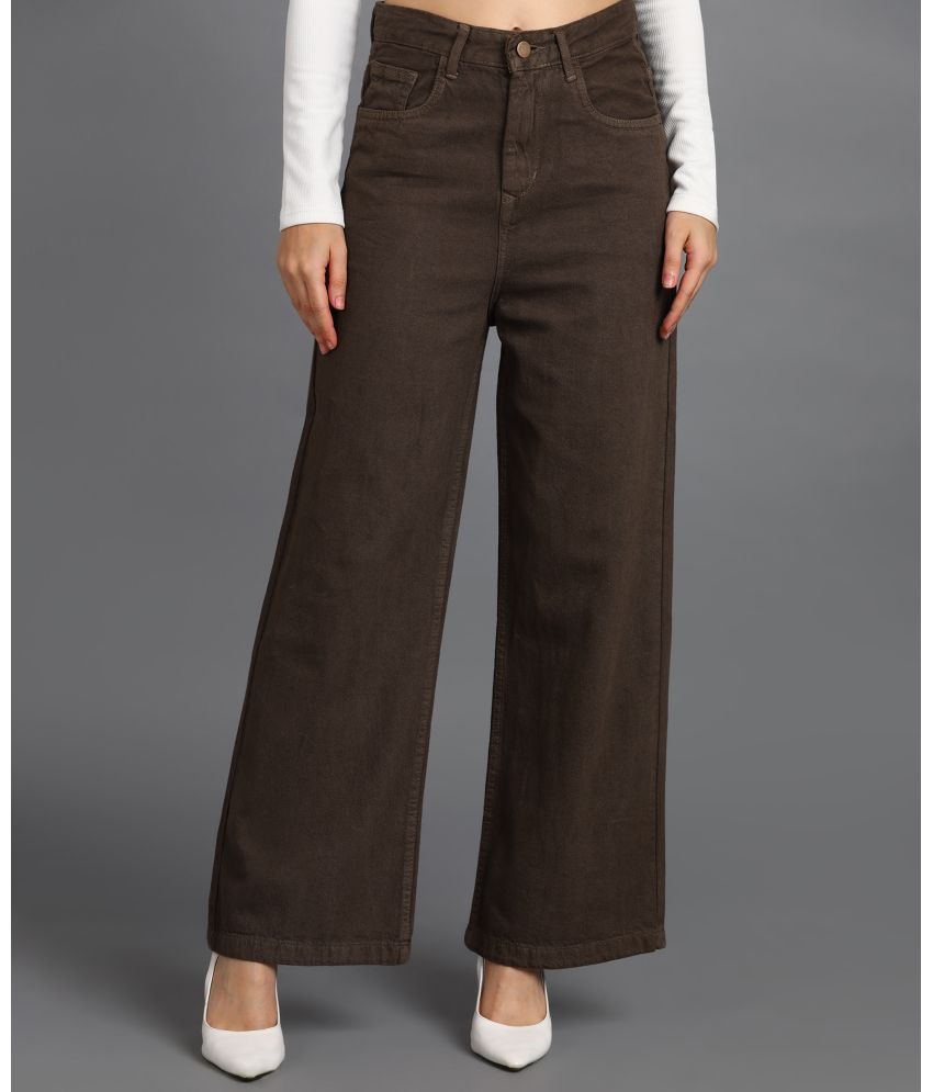     			Urbano Fashion - Brown Denim Wide Leg Women's Jeans ( Pack of 1 )