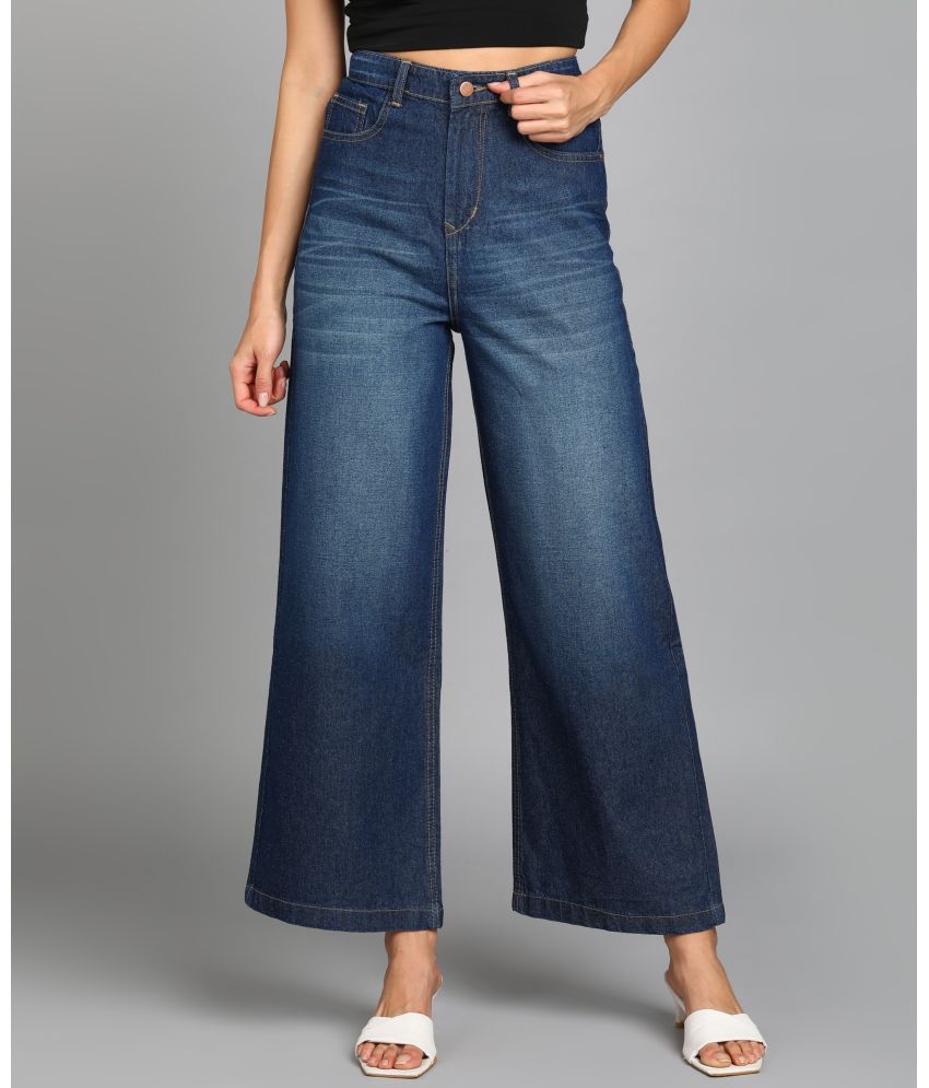     			Urbano Fashion - Navy Blue Denim Wide Leg Women's Jeans ( Pack of 1 )