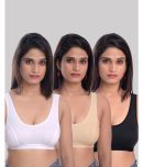 Kiran Enterprises Multicolor Cotton Non Padded Women's Sports Bra ( Pack of 3 )