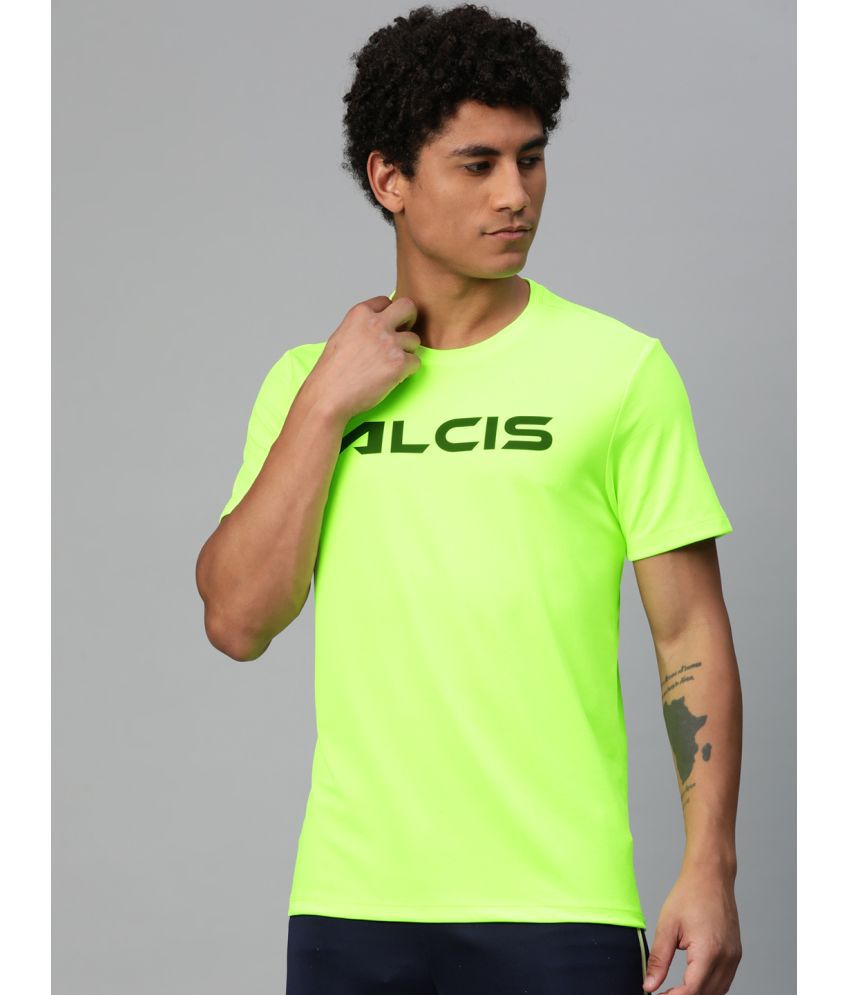     			Alcis Fluorescent green Polyester Slim Fit Men's Sports T-Shirt ( Pack of 1 )