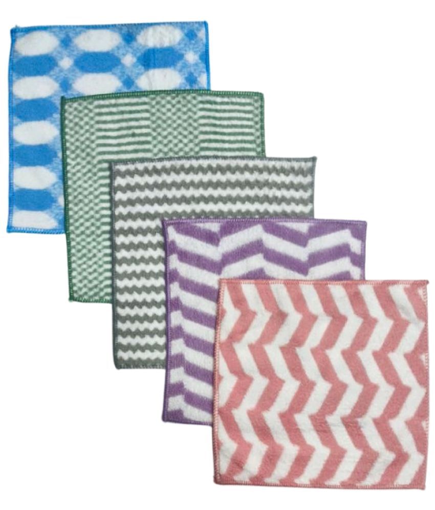     			Microfiber Towel For Face Bamboo (Random Designs & Color) (25 x 25 CM) Pack of 5