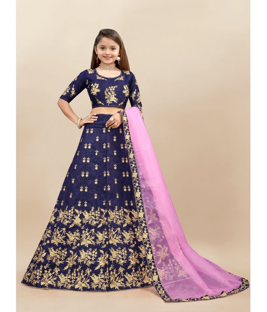     			Aika Silk Lehenga Choli Set For Girls ( Pack of 1 , Blue )