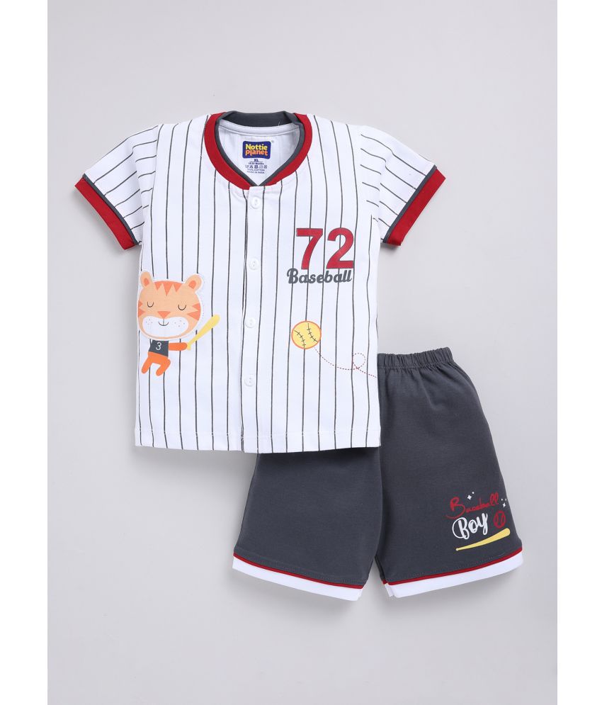    			Nottie planet Gray Cotton Baby Boy Top & Shorts ( Pack of 1 )