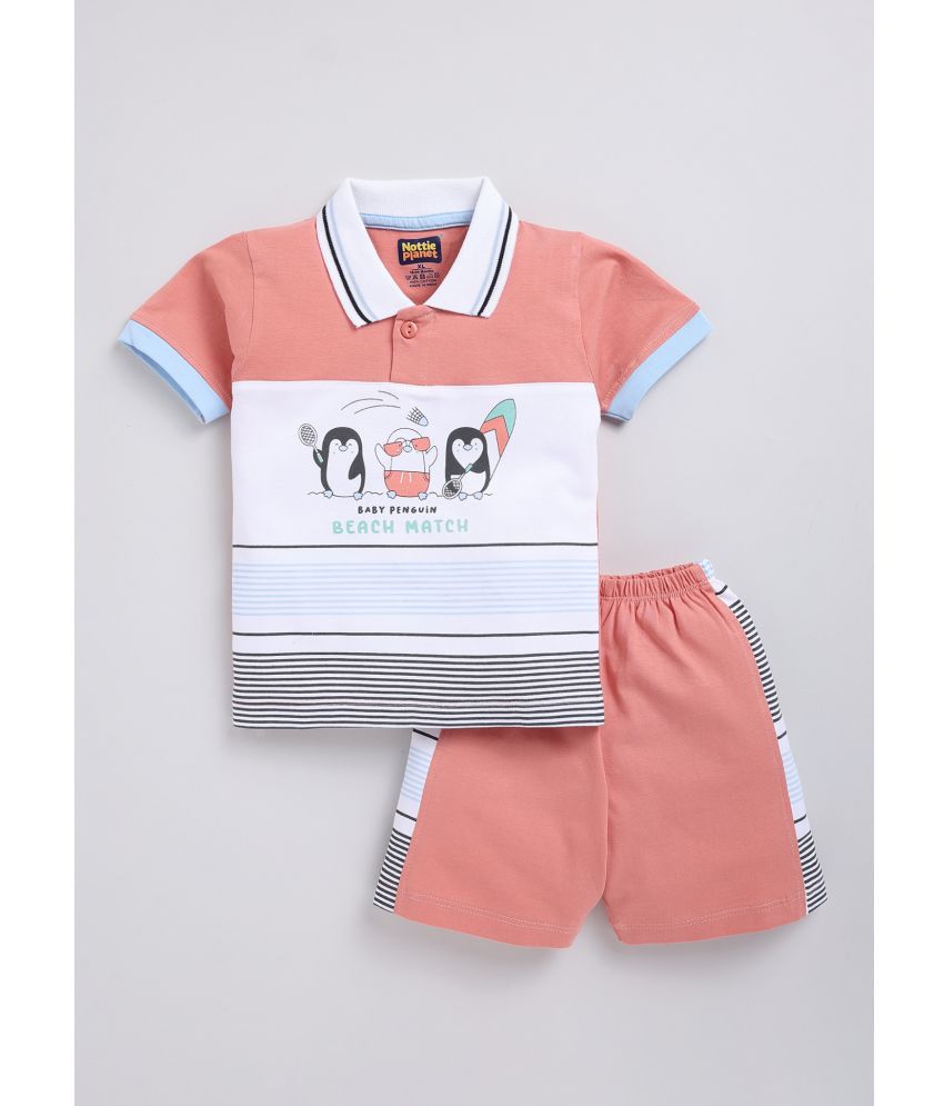     			Nottie planet Orange Cotton Baby Boy Top & Shorts ( Pack of 1 )