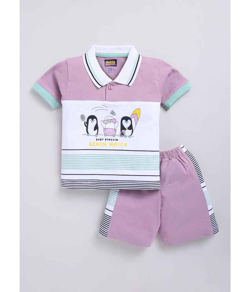     			Nottie planet Purple Cotton Baby Boy Top & Shorts ( Pack of 1 )