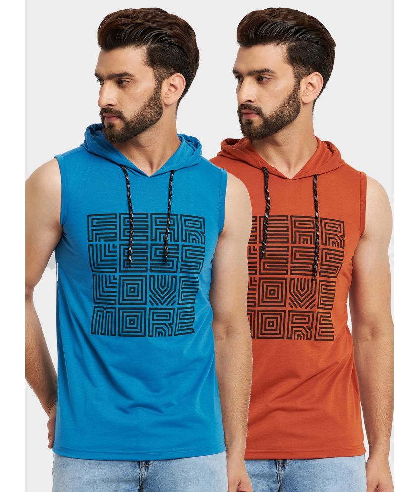     			RELANE Cotton Blend Regular Fit Solid Sleeveless Men's T-Shirt - Blue ( Pack of 2 )