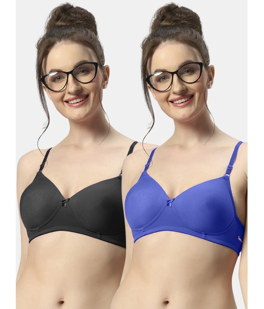     			Sonari Pack of 2 Polyester Women's T-Shirt Bra ( Multicolor ) 007blackrblue