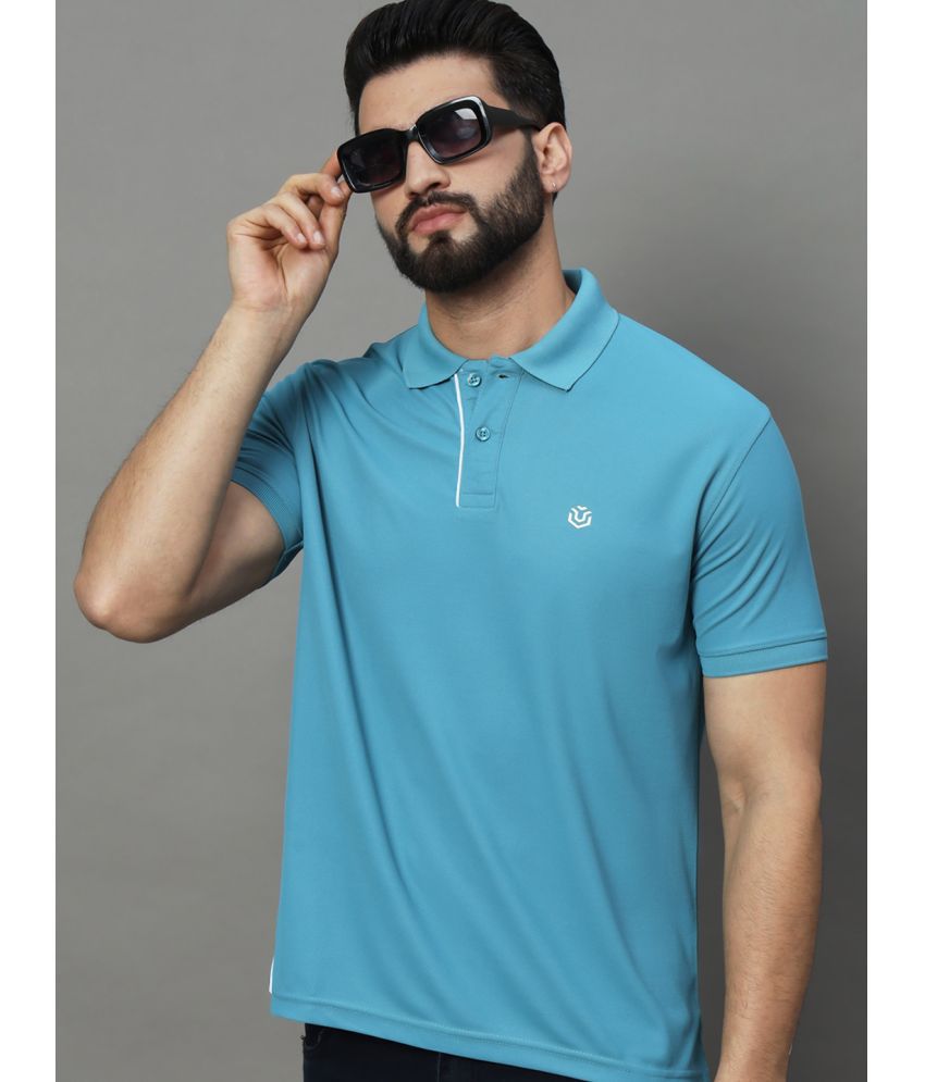     			UNIBERRY Cotton Blend Regular Fit Solid Half Sleeves Men's Polo T Shirt - Teal Blue ( Pack of 1 )