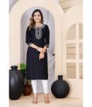 Lee Moda Rayon Solid Straight Women's Kurti - Black ( Pack of 1 )