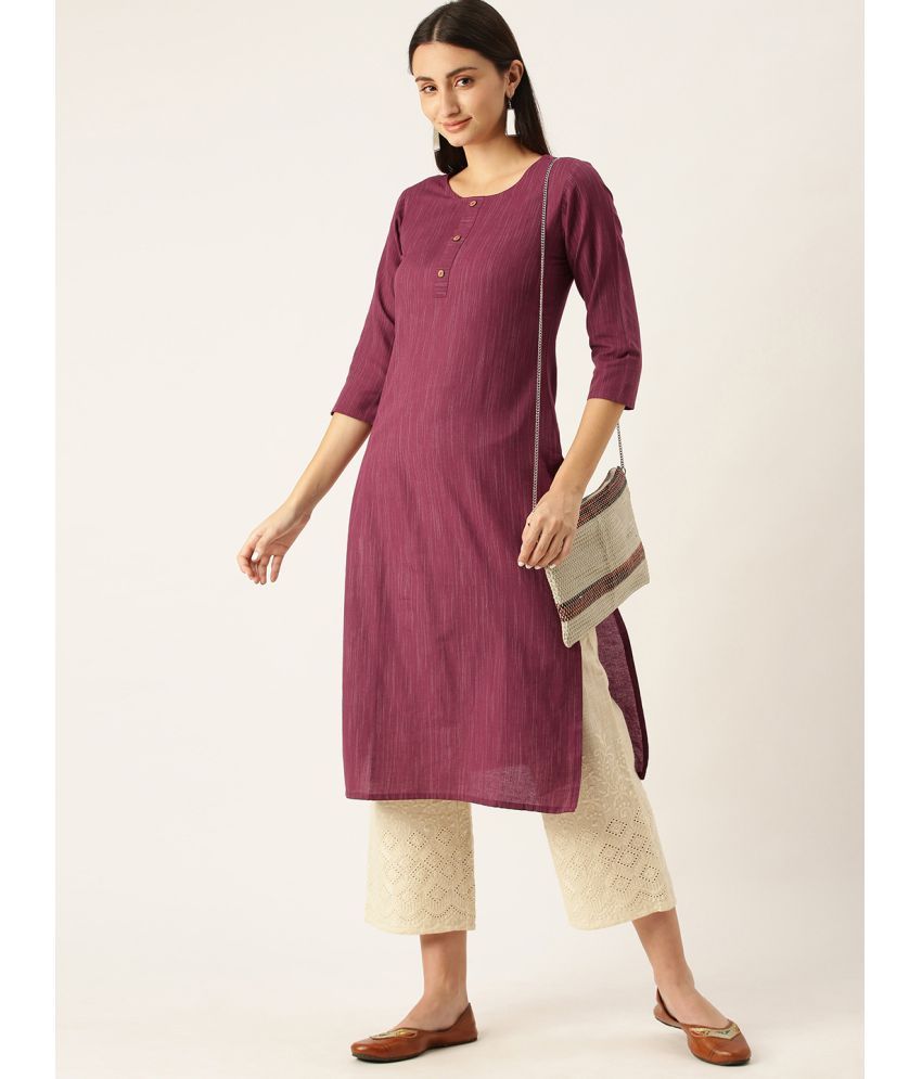     			Aarrah Cotton Blend Solid Straight Women's Kurti - Wine ( Pack of 1 )