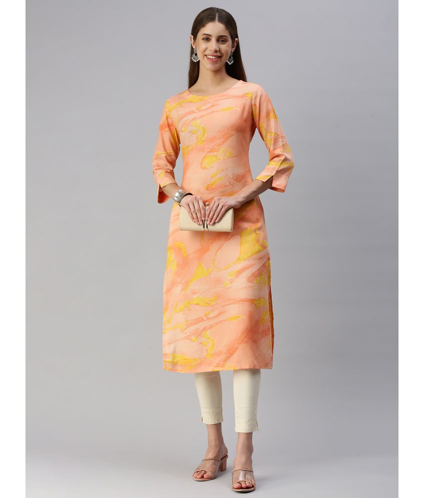     			Aarrah Rayon Self Design Straight Women's Kurti - Orange ( Pack of 1 )