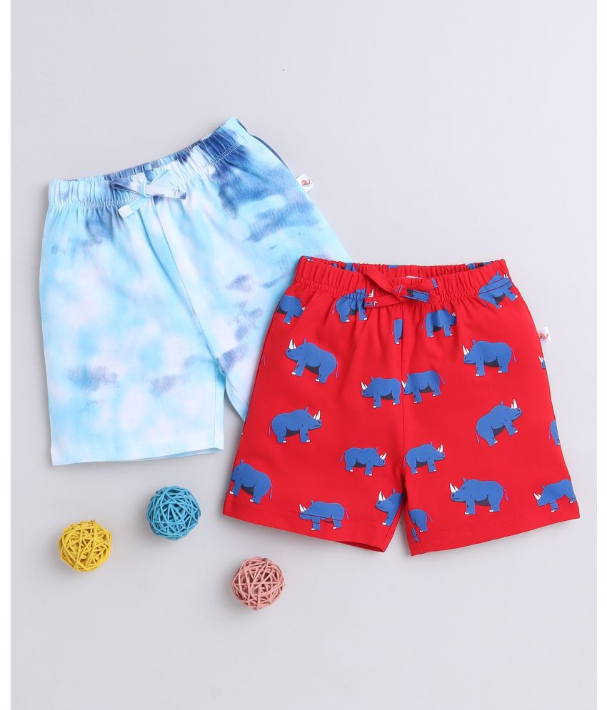     			BUMZEE Blue & Red Boys Shorts Pack Of 2 Age - 6-12 Months
