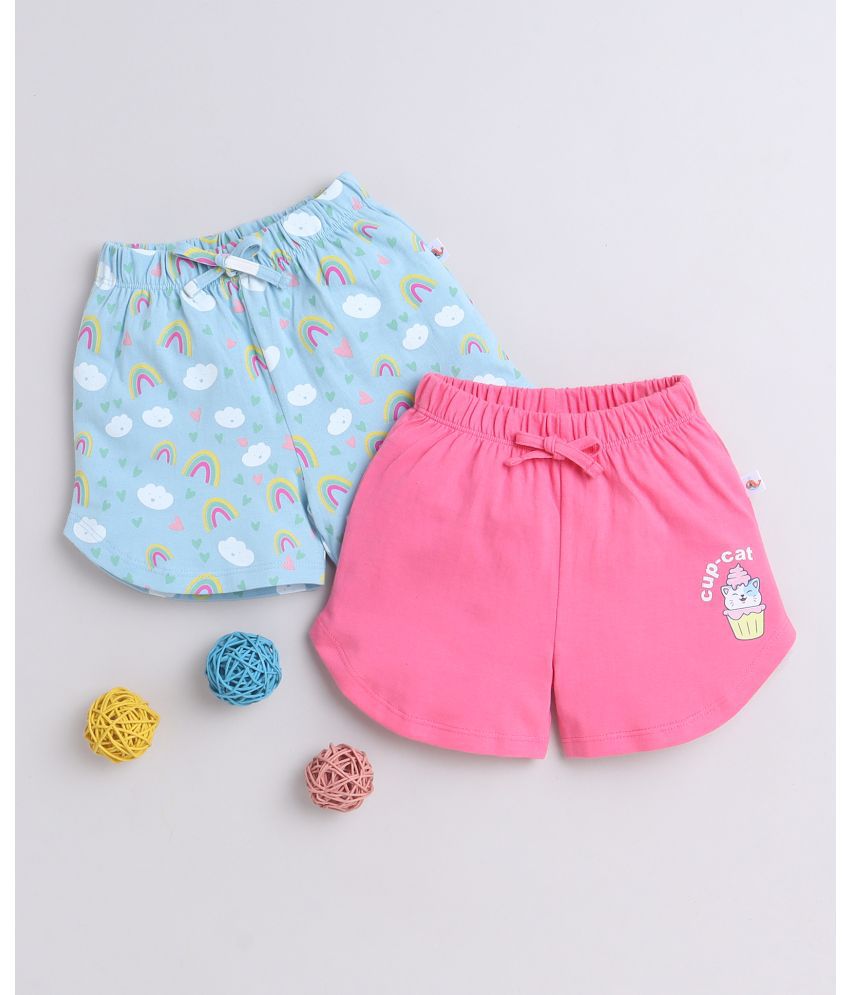     			BUMZEE Sky Blue & Pink Girls Shorts Pack Of 2 Age - 6-12 Months