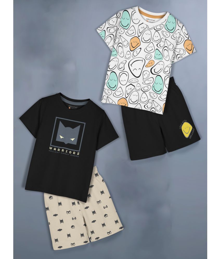     			HELLCAT Black Cotton Blend Baby Boy T-Shirt & Shorts ( Pack of 2 )