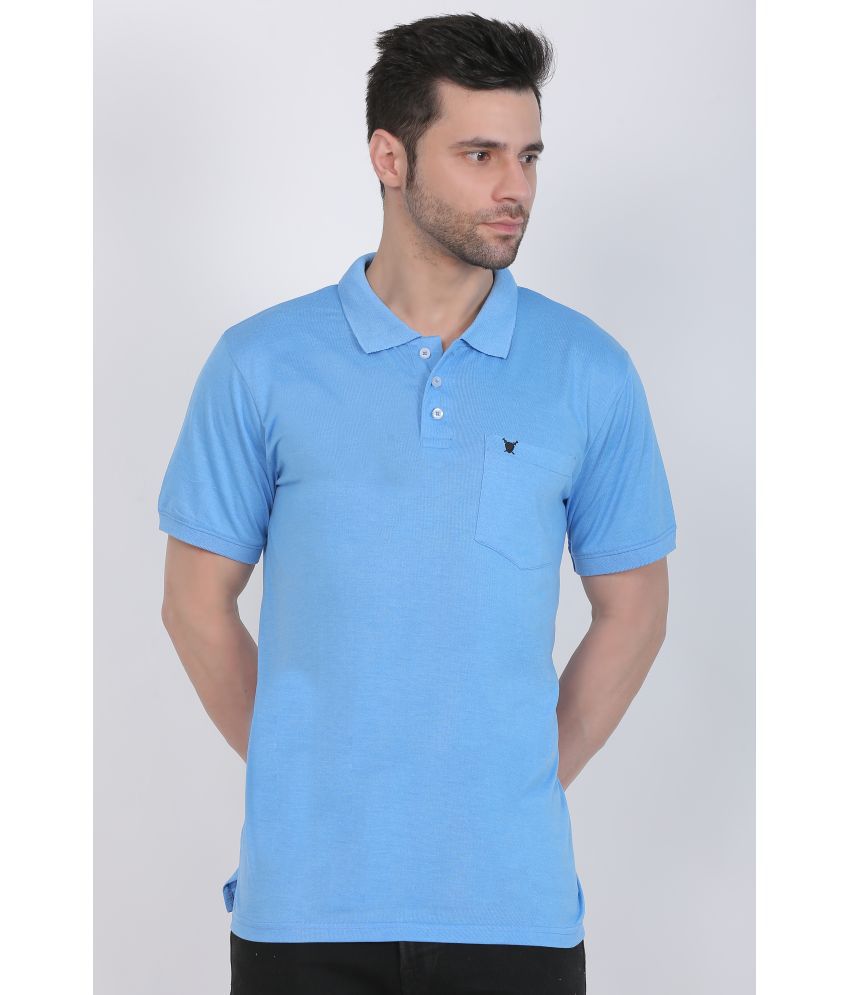     			Indian Pridee Cotton Regular Fit Solid Half Sleeves Men's Polo T Shirt - Melange Blue ( Pack of 1 )