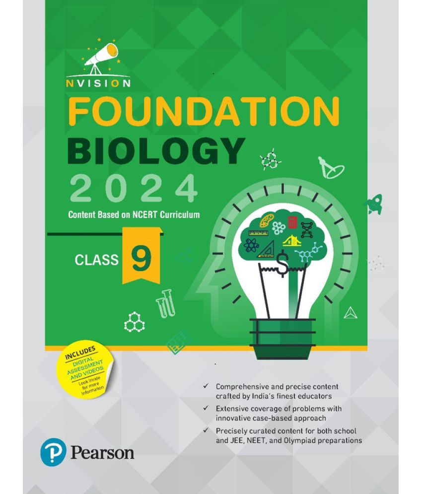     			Pearson - Nvision Foundation 2024  Biology Class 9, | Based on NCERT Curriculum | School, JEE, NEET, Olympiad |