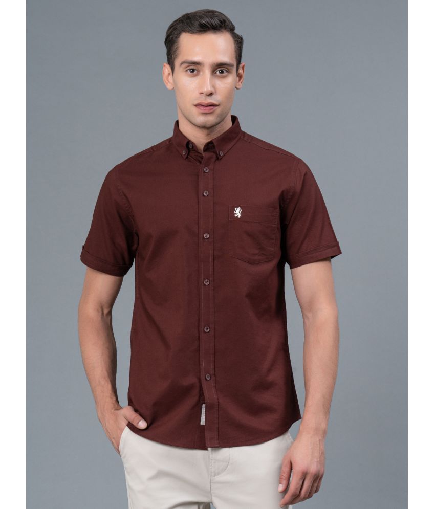     			Red Tape 100% Cotton Regular Fit Solids Half Sleeves Men's Casual Shirt - Maroon ( Pack of 1 )