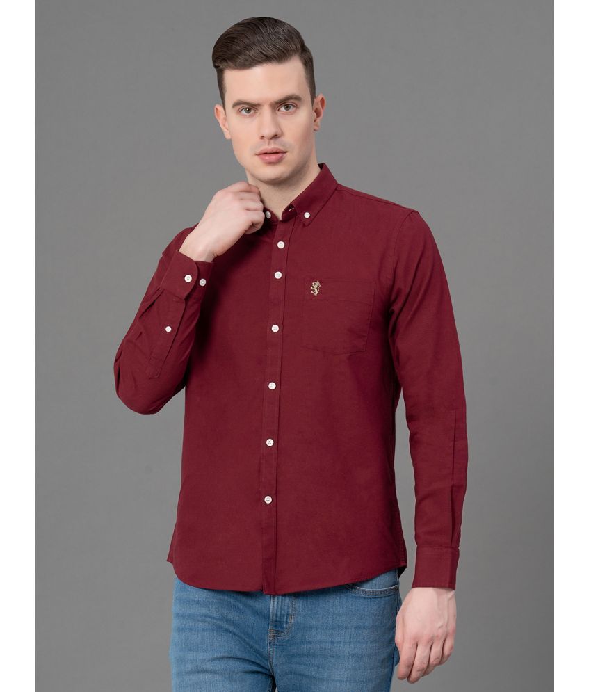     			Red Tape 100% Cotton Regular Fit Solids Full Sleeves Men's Casual Shirt - Maroon ( Pack of 1 )