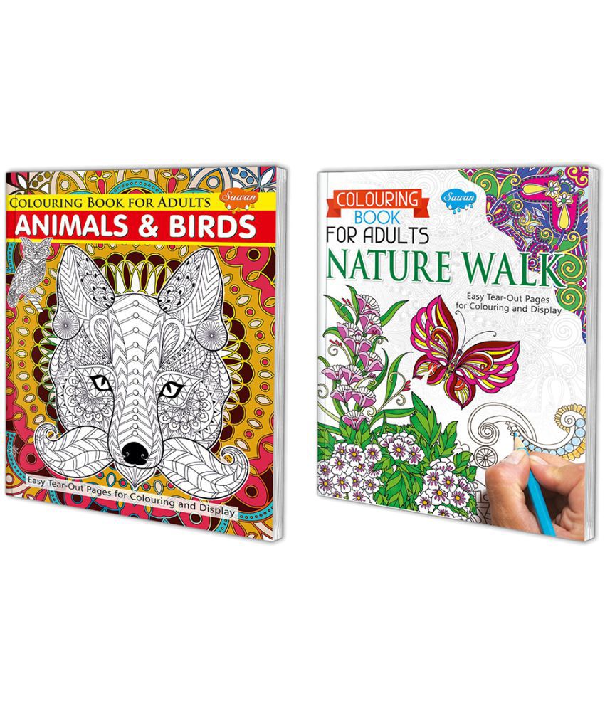     			Sawan Present Set Of 2 Books | Adult Colouring Book | Colouring Book For Adults Animals & Birds Colouring Book For Adults Nature Walk (Perfect Binding, Manoj Publications Editorial Board)