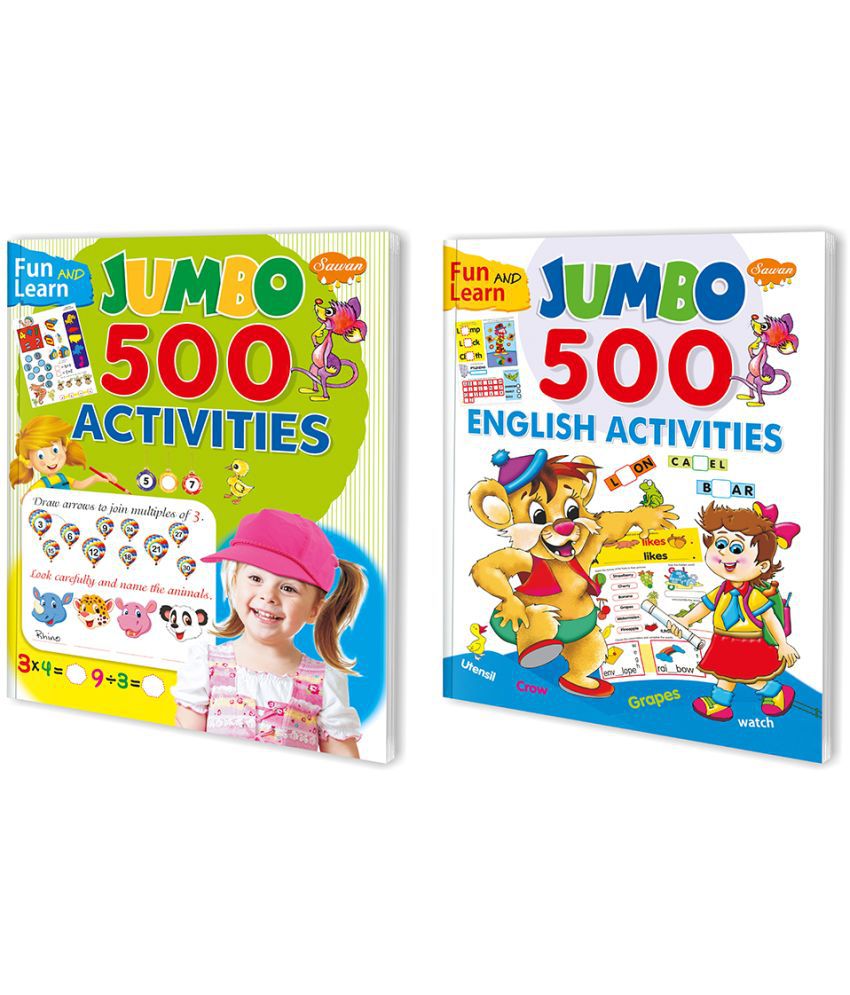     			Sawan Present Set Of 2 Activity Books | Fun & Learn Jumbo 500 Series | Avtivity & English (Perfect Binding, Manoj Publications Editorial Board)