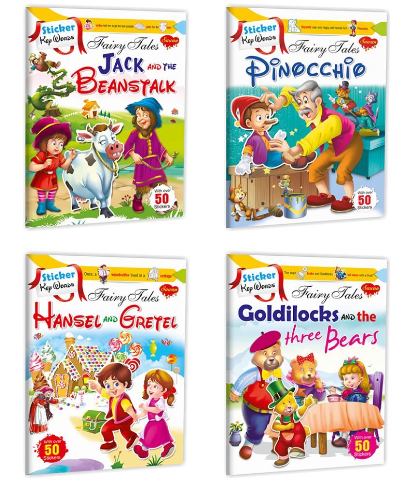     			Sawan Present Set Of 4 Sticker Activity Books | Jack & Beanstalk, PinocchioHansel & Gretel & Goldilocks And The 3 Bears (Pin Binding, Manoj Publications Editorial Board)