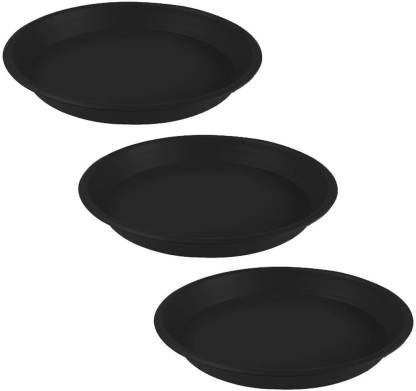     			TrustBasket UV Treated 18 inch Round Bottom Tray Saucer - Black Color - Set of 3