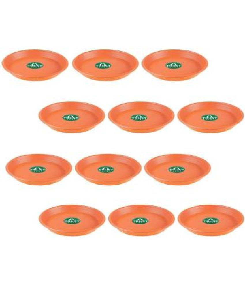     			TrustBasket UV Treated 18 inch Round Bottom Tray Saucer -Terracotta Color-Set of 12