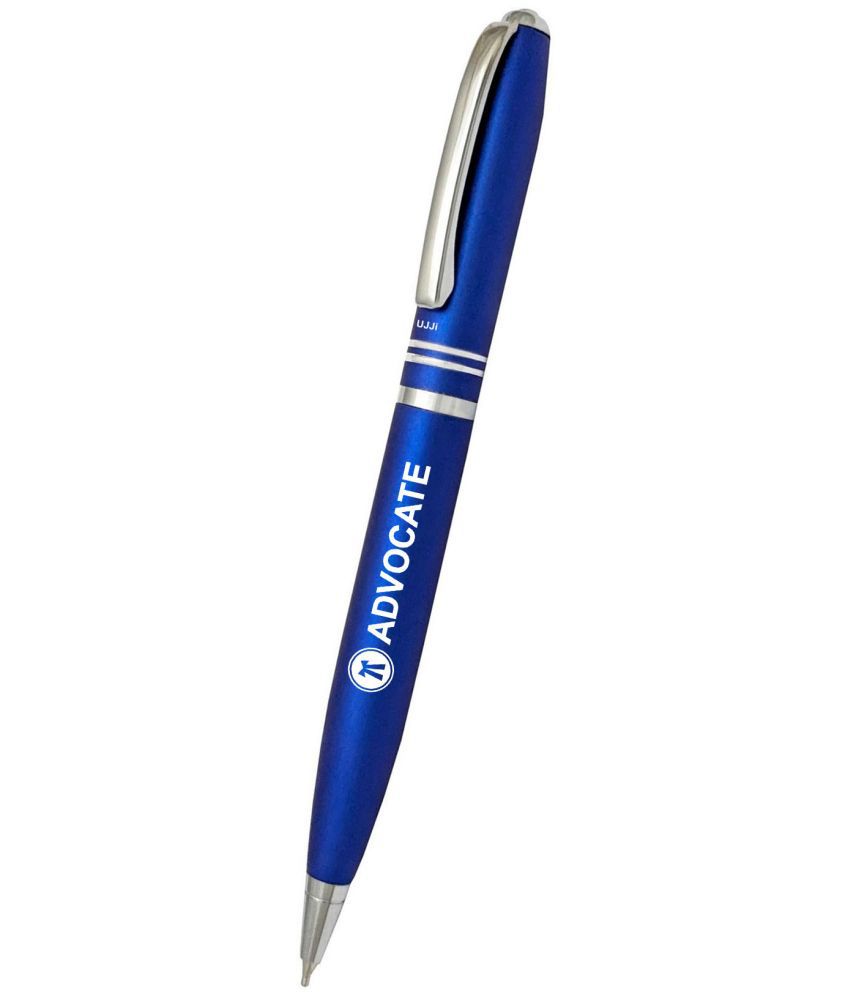     			UJJi Advocate Logo Two Ring Matte Blue Color Twist On & Off (Blue Ink) Ball Pen