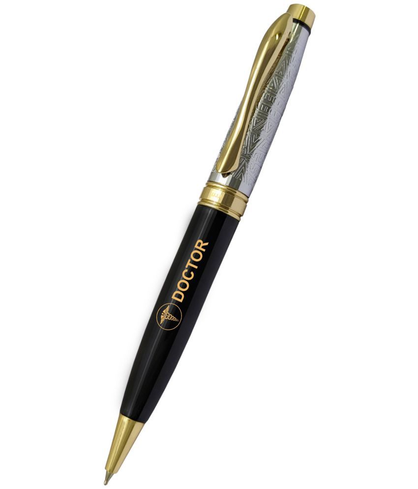     			UJJi Doctor Logo Half Design Black with Golden Part Twist Mechanism (Blue Ink) Ball Pen