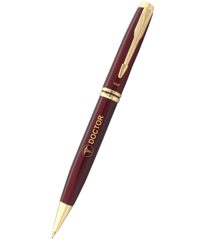     			UJJi Doctor Logo Maroon Color Pen Brass Metal (Blue Ink) Ball Pen