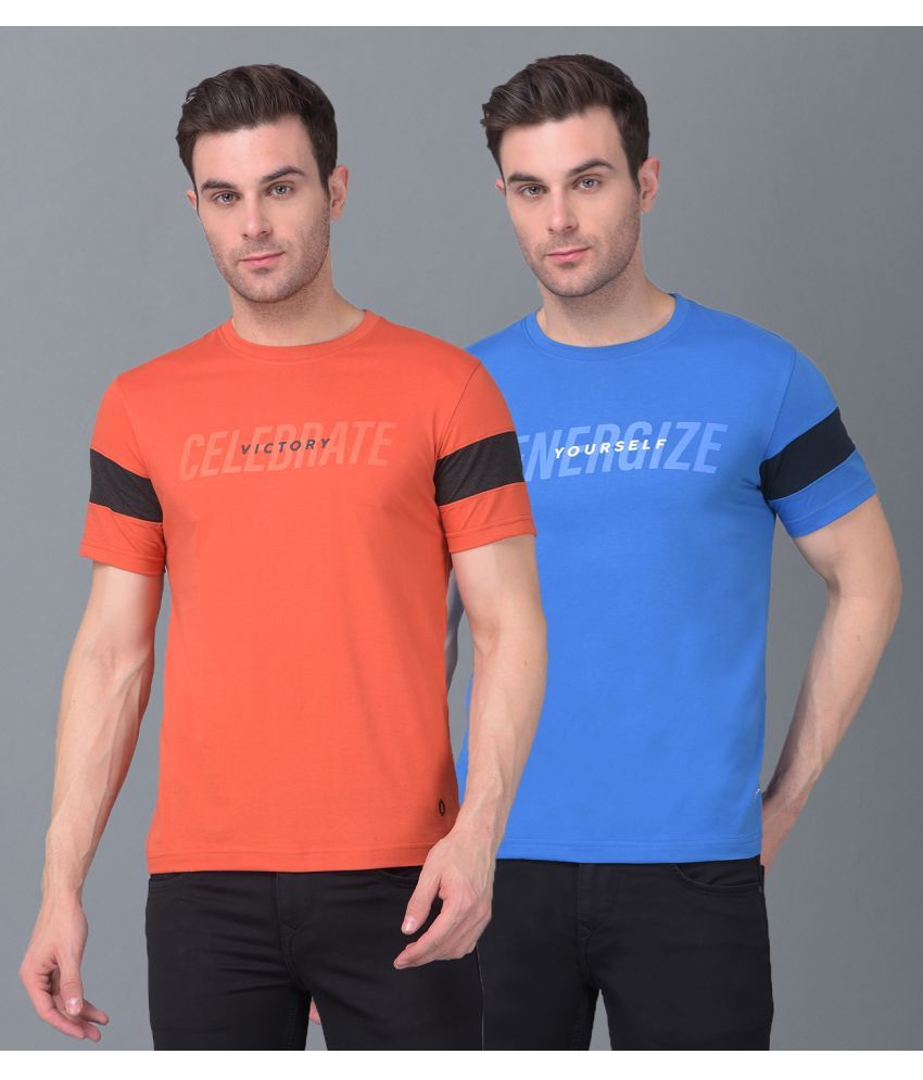     			Dollar Cotton Blend Regular Fit Colorblock Half Sleeves Men's T-Shirt - Multicolor ( Pack of 2 )