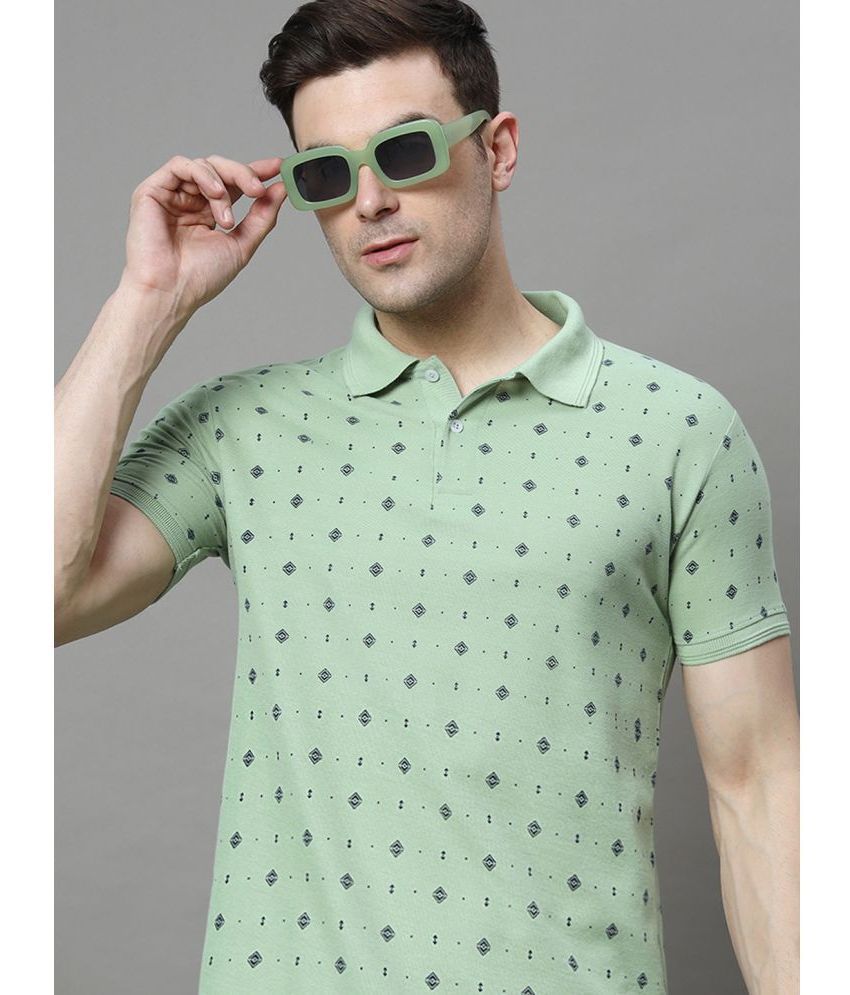     			Hushbucks Cotton Blend Regular Fit Printed Half Sleeves Men's Polo T Shirt - Mint Green ( Pack of 1 )