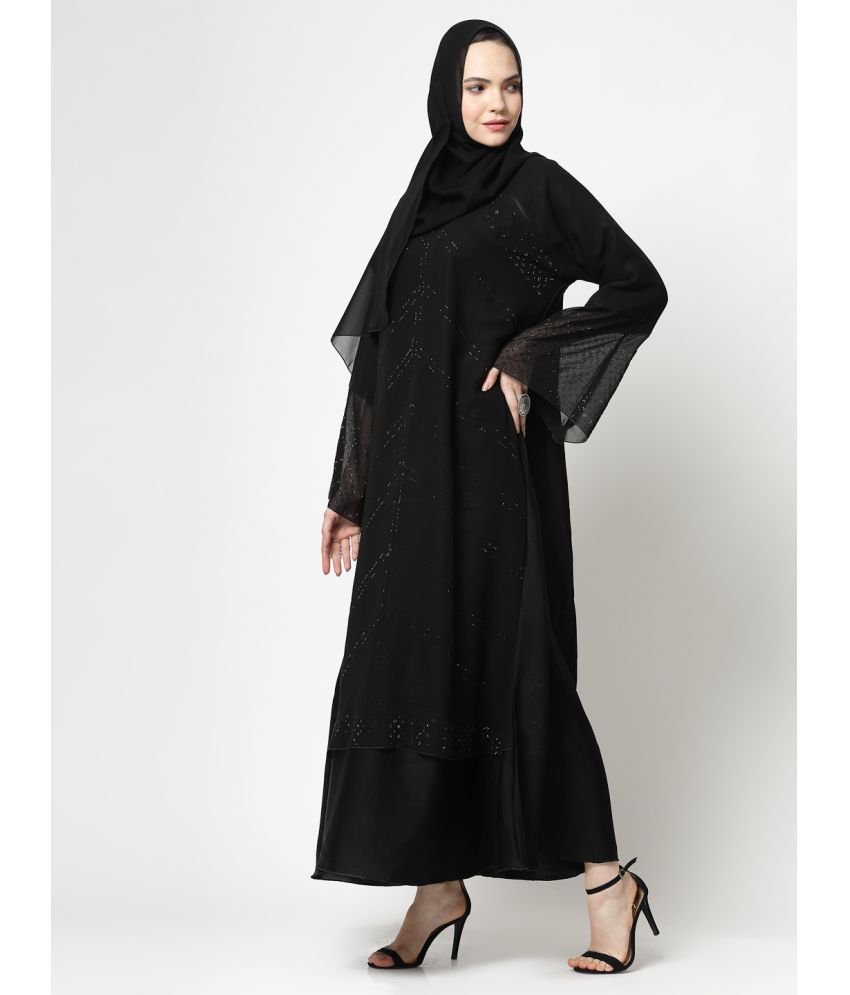     			Klotthe Black Polyester Unstitched Burqas without Hijab - Single