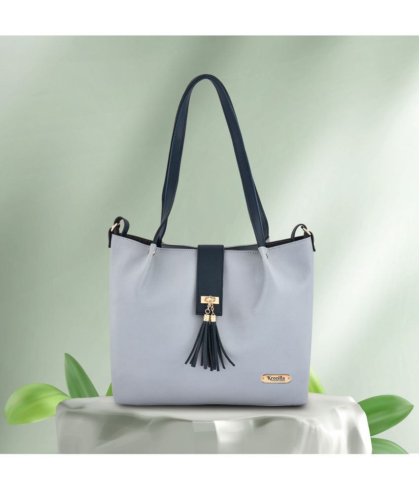     			Krozilla Light Grey PU Shoulder Bag