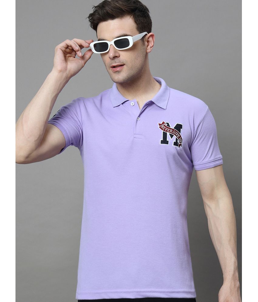     			R.ARHAN PREMIUM Cotton Blend Regular Fit Embroidered Half Sleeves Men's Polo T Shirt - Purple ( Pack of 1 )