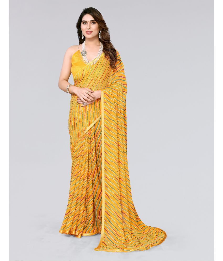     			Samah Chiffon Printed Saree With Blouse Piece - Yellow ( Pack of 1 )