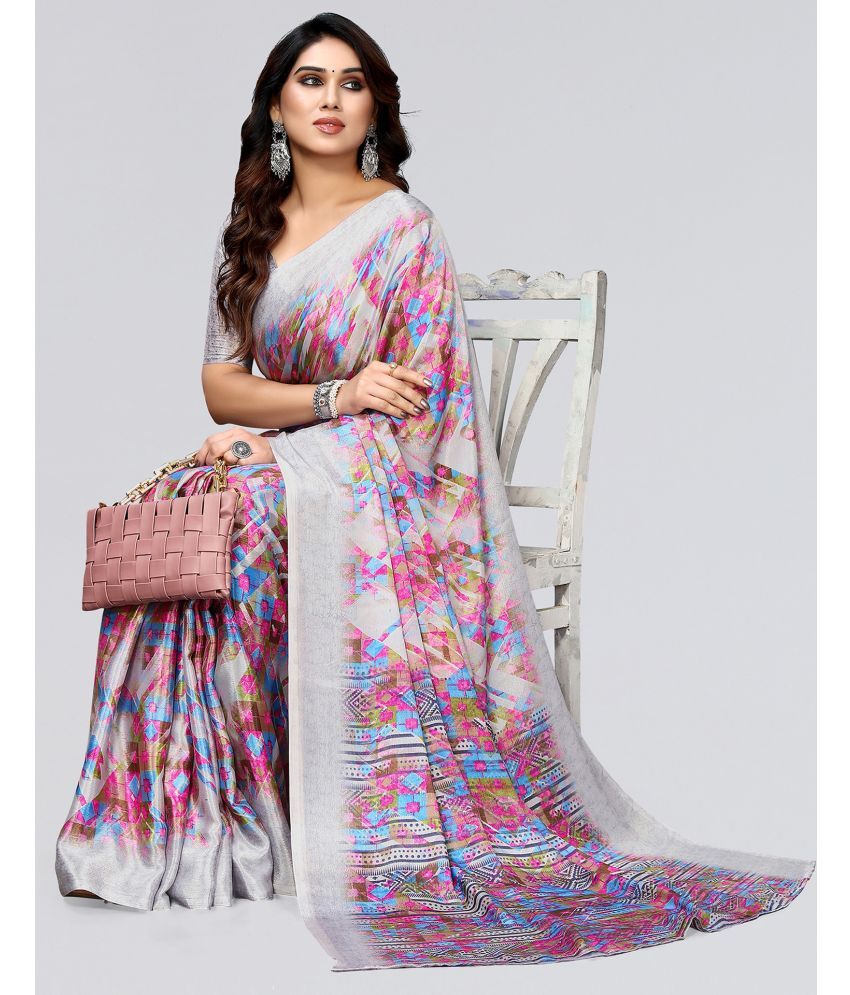     			Samah Silk Blend Printed Saree With Blouse Piece - Multicolor ( Pack of 1 )