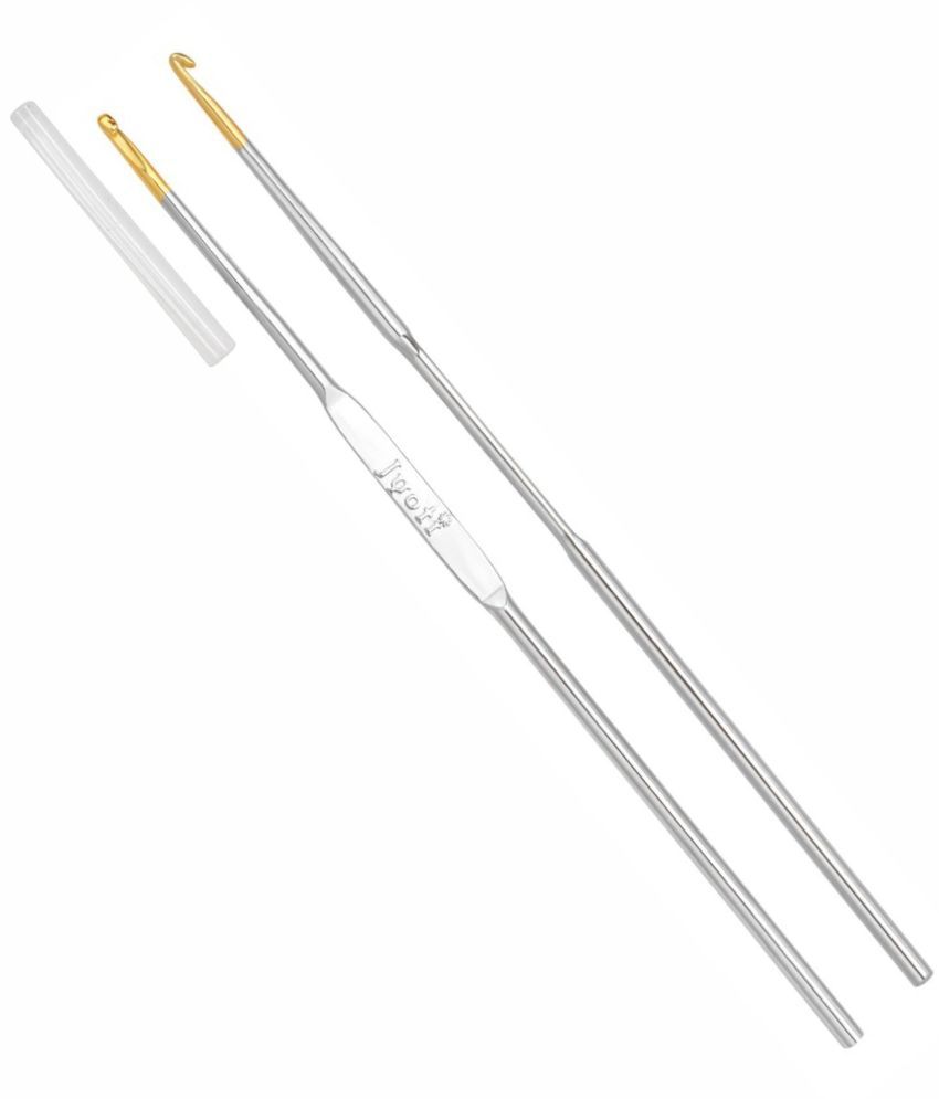     			Jyoti Crochet Hook Steel (Gold Point) for Thread Work, Hand Knitted Sewing DIY Craft Weaving Needle, Ideal for Sweaters, Purses, Scarves, and Hats #15402 (Silver, 5"/12cm of Size 13/0.55mm) - 10 Pcs