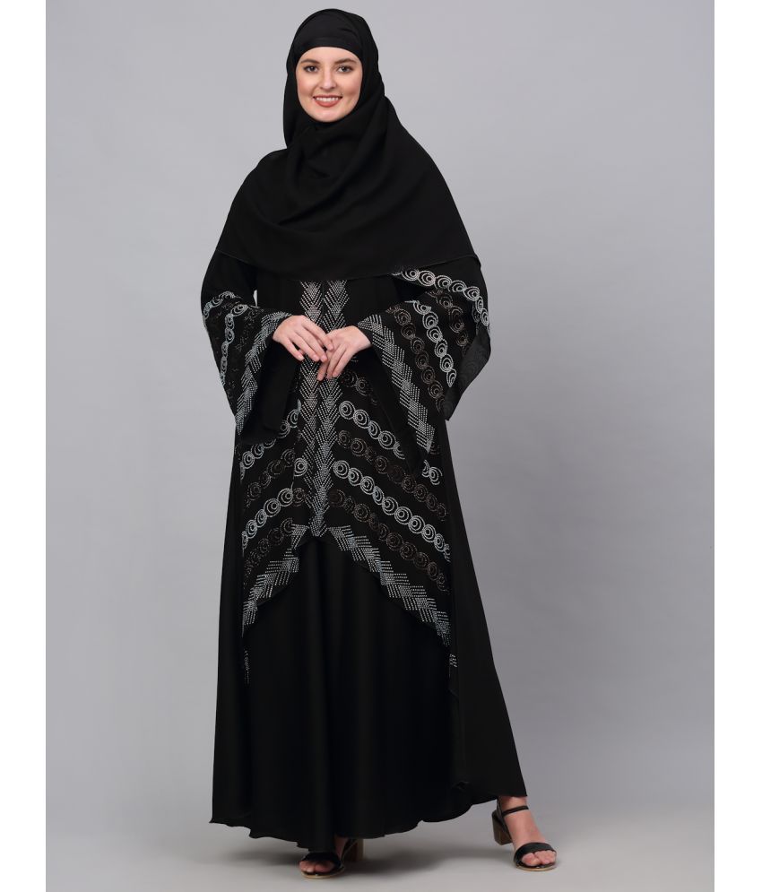     			Klotthe Black Polyester Unstitched Burqas without Hijab - Single